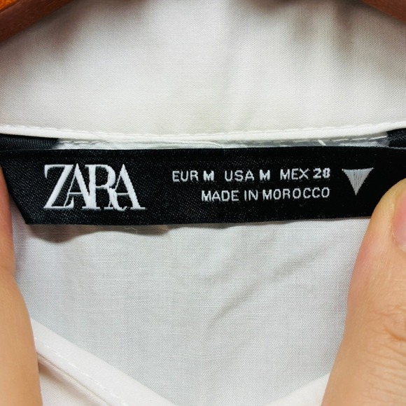 Zara Button Up Shirt Women's M White Cropped Boxy Short Sleeve Casual Top - Picture 5 of 10
